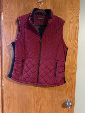 Andrew Marc Quilted Wine Red Sleeveless Vest